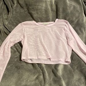 Women’s purple mesh long sleeve crop top
